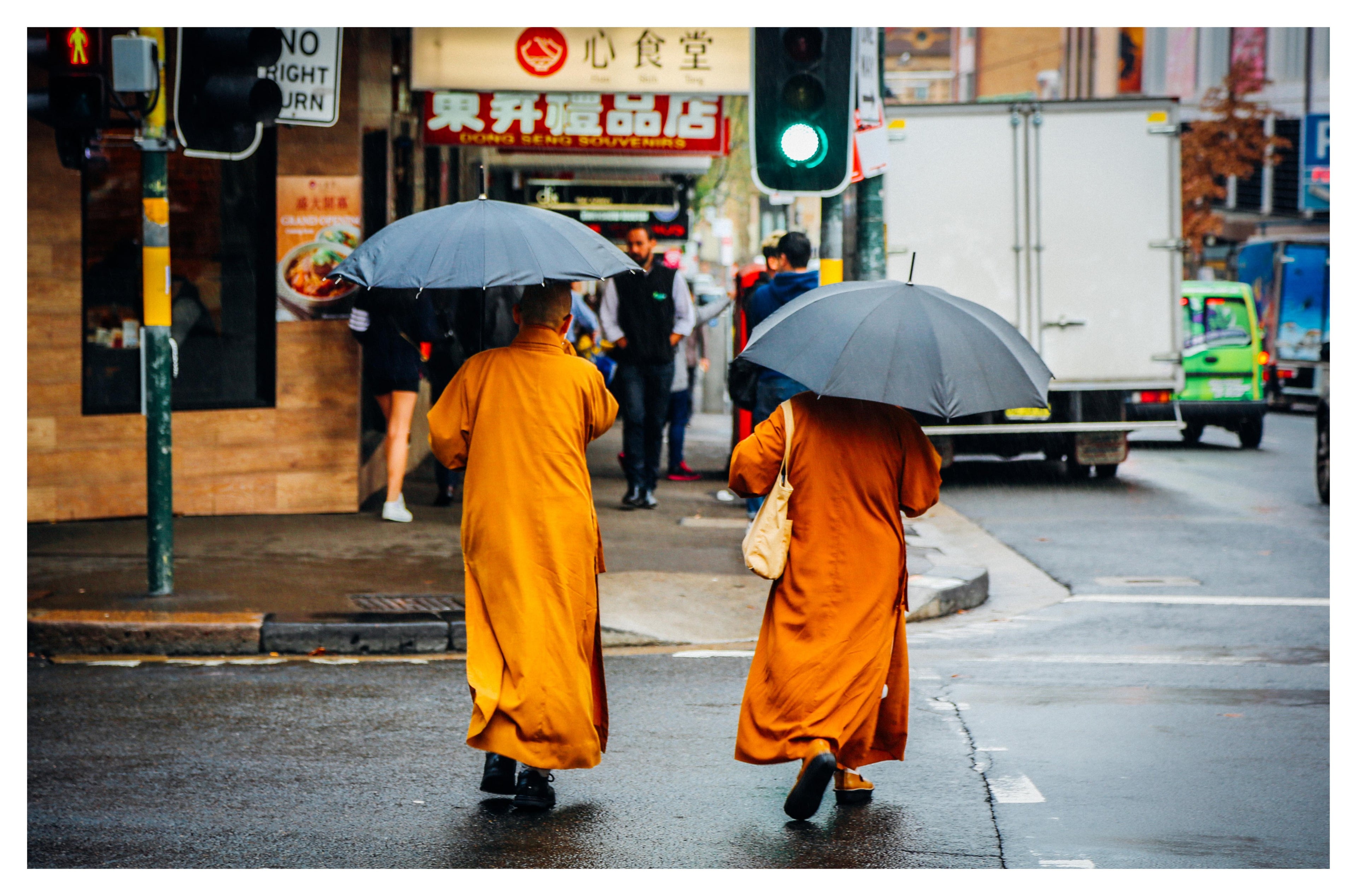 Monk in the Rain