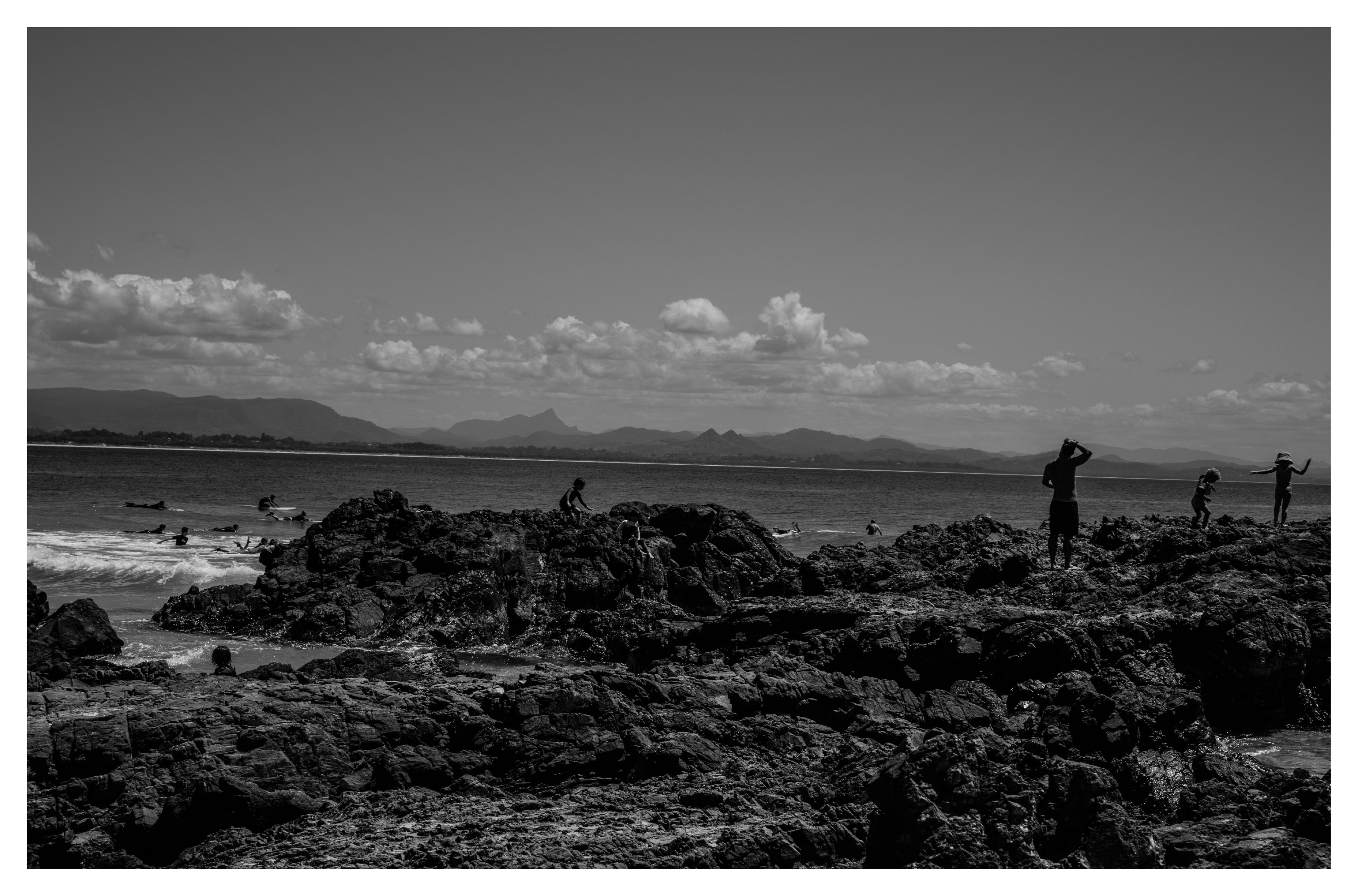 Rocky Shore in Black and White
