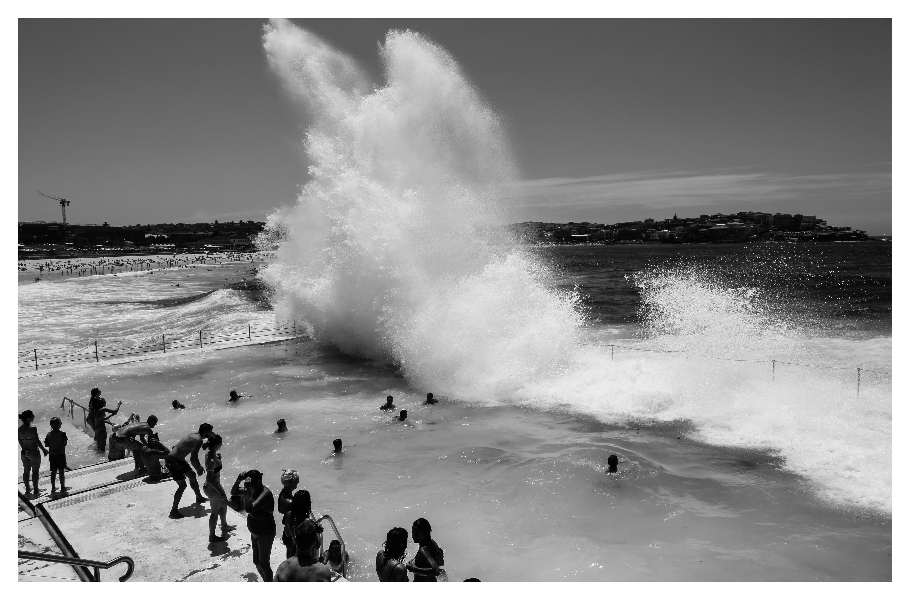 Wave Crashing at Icebergs